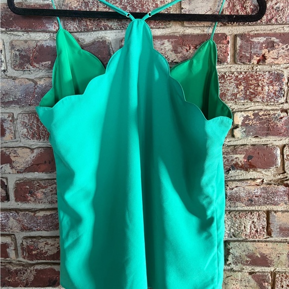 J.Crew Green Scalloped Camisole Size 10 Spaghetti Strap Tank - Picture 2 of 3
